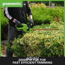 Greenworks G24HT56 Cordless Hedge Trimmer, 56cm Dual Action Blades, Cuts up to 1