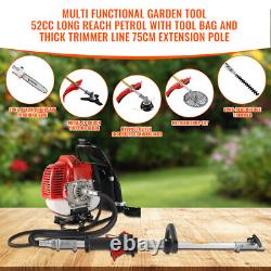 Heavy Duty 52CC 5 in 1 Petrol Brushcutter Grass Strimmer Chainsaw Hedge Trimmer