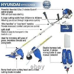 Hyundai Garden Trimmer Grass Strimmer Brushcutter Petrol Anti-Vibration 52cc