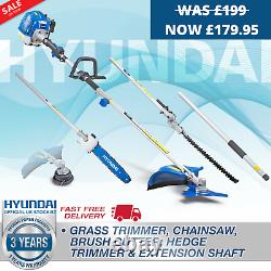 Hyundai Petrol Garden MULTI TOOL 5 in 1 Grass & Hedge Trimmer Strimmer Pole saw