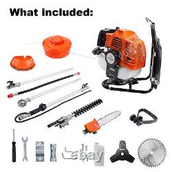 Petrol Backpack Strimmer Brushcutter Chainsaw Hedgetrimmer Garden 6in1 52cc