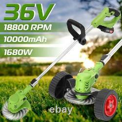 Powerful Cordless Double Wheel Electric Grass Trimmer 36v Lawn Mower Machine