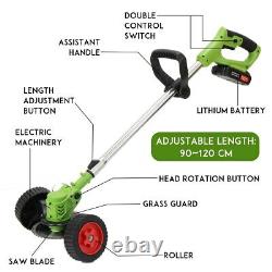 Powerful Cordless Double Wheel Electric Grass Trimmer 36v Lawn Mower Machine