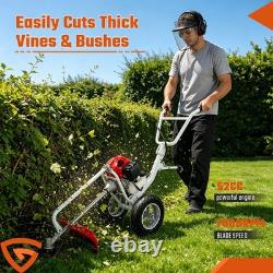 Profi-52cc 2-Stroke Wheeled Petrol Brush Strimmer Grass Weed Trimmer Cutter NEW