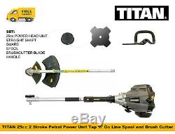 TITAN Strimmer & Brush Cutter 2 Stroke Petrol Straight Shaft with Spool & Blade