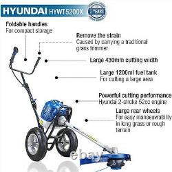 Wheeled Grass Trimmer Heavy Duty 52cc Petrol Grass Brush Cutter Strimmer