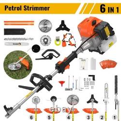 52CC 6 en 1 Taille-haie Multi-outil Débroussailleuse thermique Coupe-bordures Tronçonneuse de jardin