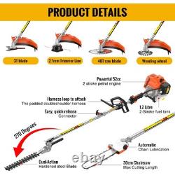 52CC 6 en 1 Taille-haie multi-outils thermique Débroussailleuse Coupe-bordures Tronçonneuse de jardin
