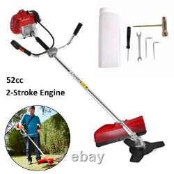 52cc Coupe-brosse de jardin à essence 2 en 1 Débroussailleuse à fil d'herbe 2 temps avec lame