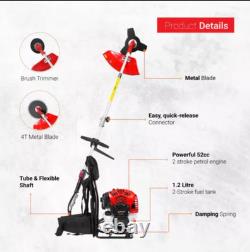 BU-KO Débroussailleuse à dos à essence 52cc, Coupe-brosse avec lame 3t, Lame 40t