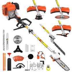 CONENTOOL Outil de Jardin Multi-Fonction 5 en 1 Débroussailleuse à Essence, Coupe-bordures, Tronçonneuse