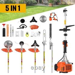 Coupe-bordures à essence 52cc 5-en-1, débroussailleuse et taille-bordures pour jardin outil 2 temps