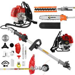 Coupe-bordures à essence 52cc 5 en 1, taille-haie, tronçonneuse, coupeur et perche d'extension