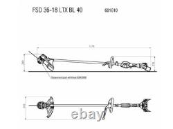 Coupe-bordures à poignée Metabo Loop 36V 0Débrousailleuse SD 36-18 LTX BL 40 Unité nue