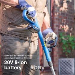 Coupe-bordures sans fil Hyundai 20V, 30 cm de coupe, batterie de 2,0 Ah et chargeur