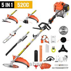 Débroussailleuse à essence 5 en 1 11000 tr/min, coupe-herbe, coupe-brosse, débroussailleuse de jardin 52cc