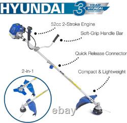 Débroussailleuse à essence Hyundai 52Cc, outil de jardin 2 en 1, coupe-herbe et coupe-brosse, 4