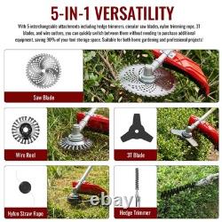 Débroussailleuse thermique robuste 2500 W 52 cc 5 en 1 pour jardin, coupe-herbe et coupe-mauvaises herbes multifonction