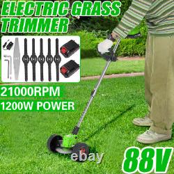 Ensemble de coupe-herbe électrique sans fil à roues de 1200W, débroussailleuse à fil pour bordure de mauvaises herbes