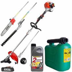 Excel 52cc Essence 5 en 1 Outil Multifonction Perche Scie Brosse Coupeur d'herbe Moteur Huile & Carburant Can