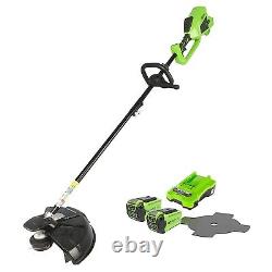 Greenworks 40V 40cm Coupe-herbe sans balai et débroussailleuse (2-en-1) GD40BCK2x