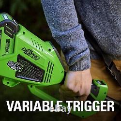 Greenworks 40V 40cm Coupe-herbe sans balai et débroussailleuse (2-en-1) GD40BCK2x