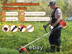 Kit de jardin 2 en 1 débroussailleuse avec moteur à essence de 52cc, tronçonneuse, taille-haies.