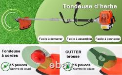 Kit de jardin 2 en 1 débroussailleuse avec moteur à essence de 52cc, tronçonneuse, taille-haies.