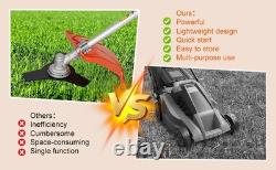 Kit de jardin 2 en 1 débroussailleuse avec moteur à essence de 52cc, tronçonneuse, taille-haies.