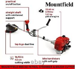 MOUNTFIELD MB33D DÉBROUSSAILLEUSE À ESSENCE ET TAILLE-HAIE BULL HORN 32,6 cc 2 TEMPS