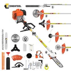 Outil de jardin à essence 52cc 6 en 1 compatible avec débroussailleuse et coupe-bordures CONENTOOL