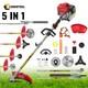 Outil De Jardin &agrave; Essence 5 En 1 52 Cc, D&eacute;broussailleuse, Coupe-herbe, Brosse M&eacute;tallique, Roue &agrave; Brosse M&eacute;tallique