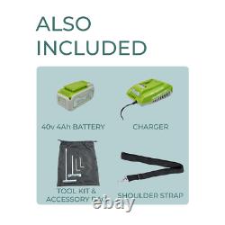 Outil de jardin multifonction 4 en 1 avec batterie 40V de grade B, débroussailleuse, taille-haie, sécateur