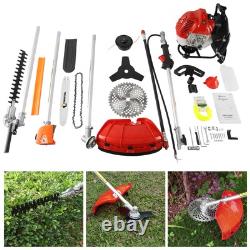 Outil de jardin multifonction 52cc 5 en 1 : débroussailleuse, coupe-gazon, tronçonneuse