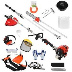 Outil de jardin multifonction 5 en 1 52cc à essence Taille-haie Tronçonneuse Débroussailleuse Coupe-bordures