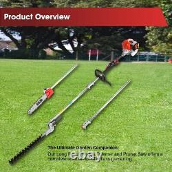 Outil de jardin multifonction Excel 5 en 1 avec coupe-bordures à essence, débroussailleuse, élagueuse et perche de scie.