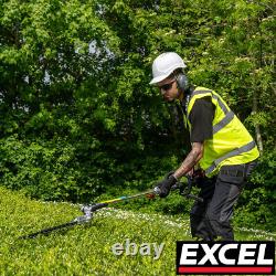 Outil de jardin multifonction Excel 5 en 1 avec coupe-bordures à essence, débroussailleuse, élagueuse et perche de scie.