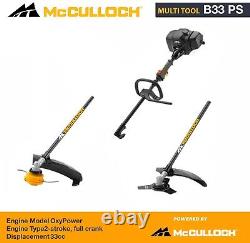 Outil multifonction McCulloch B33PS 2 en 1, débroussailleuse avec bobine et lame de coupe à brush cutter 33cc
