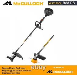 Outil multifonction McCulloch B33PS 2 en 1, débroussailleuse avec bobine et lame de coupe à brush cutter 33cc