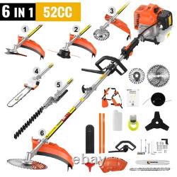 Outil multifonction de jardin 6 en 1 52 cc à essence : coupe-bordures, taille-haies, débroussailleuse
