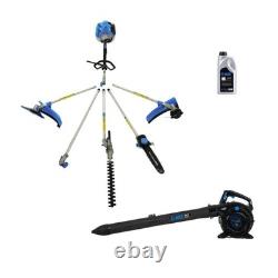 Outil multifonction de jardin SGS à essence, coupe-bordures et débroussailleuse avec souffleur et aspirateur de feuilles, lot complet