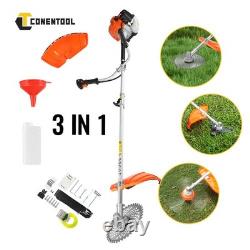 Outil multifonction de jardin à essence 52 cc 3 en 1 : débroussailleuse, coupe-bordures à fil, taille-herbe