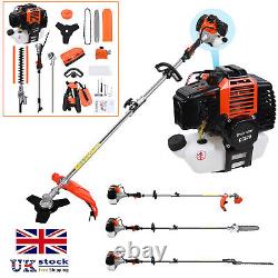 Taille-haie 5 en 1 52CC Outil Multifonction Essence Débroussailleuse Coupe-bordures Tronçonneuse de Jardin