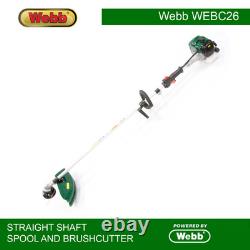 Webb WEBC26 Débroussailleuse à essence de 26cc avec arbre droit et poignée en boucle de 25cm (10?)